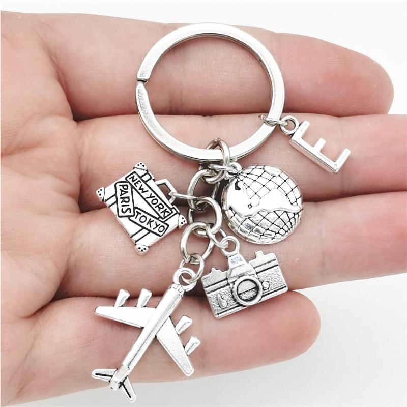 26 Букв Самолет Брелок Подвеска Самолет Брелок Земля Камера Шарм Брелок Лучшие Друзья Путешествия Ювелирные Изделия Подарки