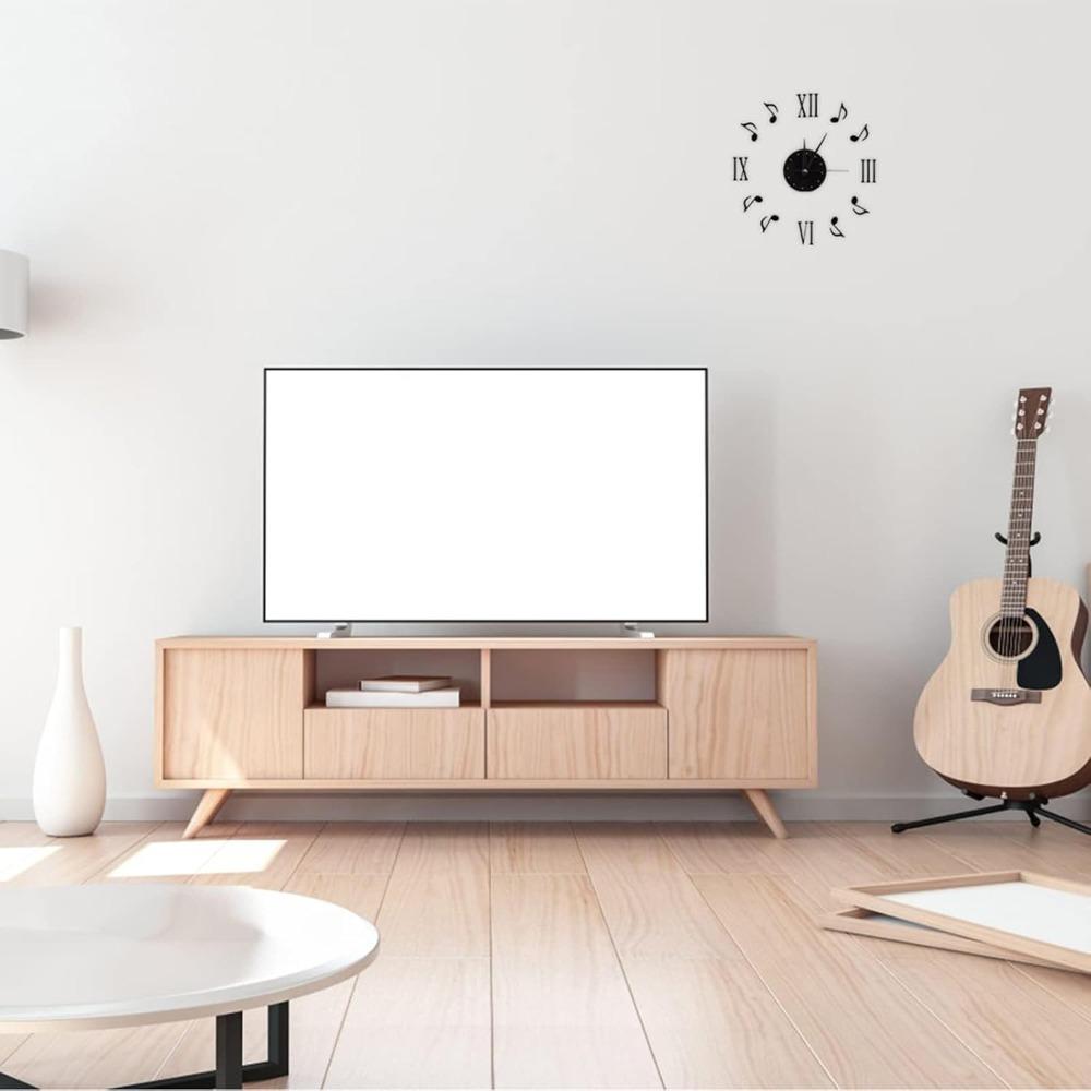 3D Design Music Note Wall Clock 14.17in DIY Wall Clock Stylish Sticker Decor Clock Office
