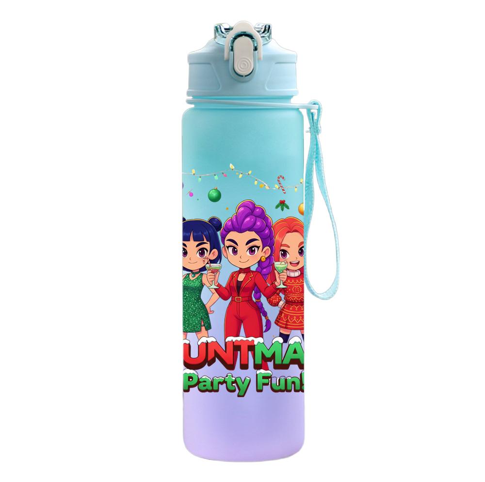 750Ml Water Bottle Cartoon Christmas K-Pop Demon Hunters Printed Large Capacity Drinking Cup Portable Outdoor Sports Water Cup Children Kid Gift