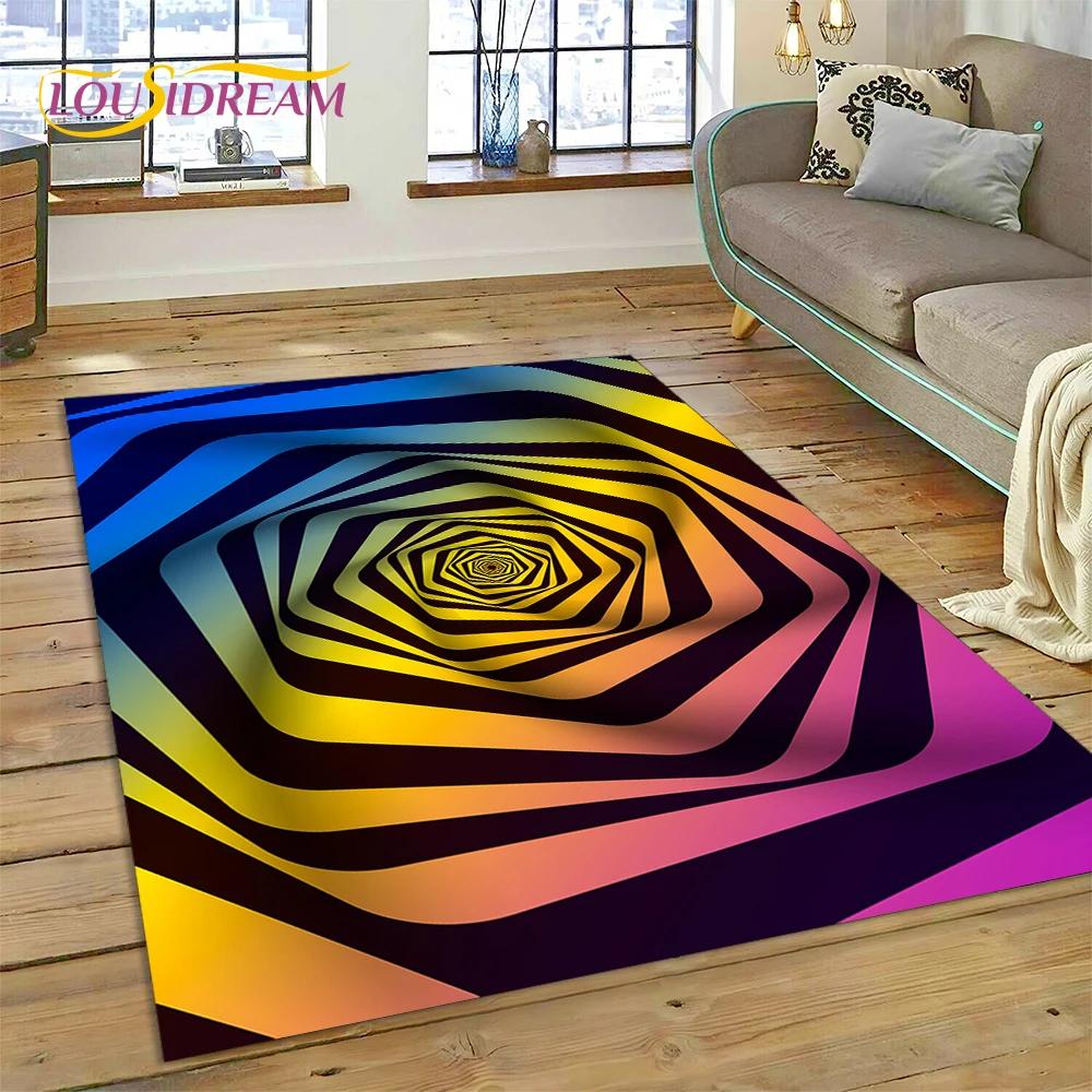3D Vortex Visual Illusions Ковер Ковер для гостиной Спальня Домашний декор, Напольный коврик Нескользящее украшение для дивана Кухня Коврик