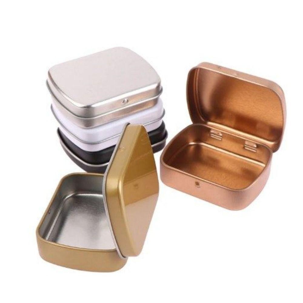 With Lid Rectangular Candy Box Sealed Mini Pill Case Portable Flip-top Iron Box Storage Box