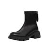 Thick-soled Round-head Non-slip Short Boots for Women's 2025 Autumn New Fashionable Versatile Height-increasing Fried Street Elastic Casual Martin Boo