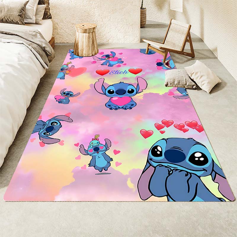 Stitch cartoon pattern rug, digital printing technology, simple housewarming gift, handmade, non-slip decorative rug
