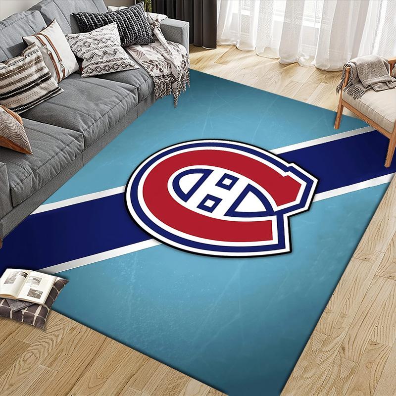 Квадратный ковер с фланелевым узором Montreal Canadiens, Ковер для гостиной, спальни, дивана, игровой комнаты, Нескользящий коврик для пола