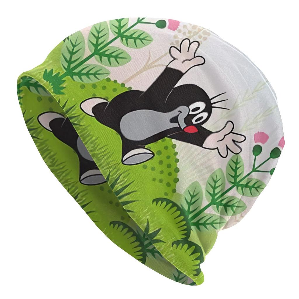 Шапка с напуском Happy Mole с цветком, унисекс, зимние шапочки Skullies, шапка для взрослых, мультяшная шапка Krtek Little Maulwurf, вязаная шапка