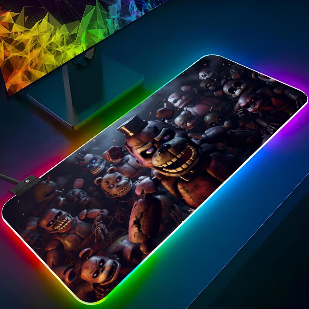 Игровой F-Fnaf Five Nights At F-Freddys Коврик для мыши Игровой RGB-коврик для мыши Клавиатура с подсветкой Геймерская девушка XXL Коврик для ноутбука Стол Печать на заказ