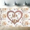 1pc Mr & Mrs Wedding Backdrop with Heart&White Roses,Party Banner for Weddings,Romantic Photo Background Decor,Wall Decor,Reusable Supplies