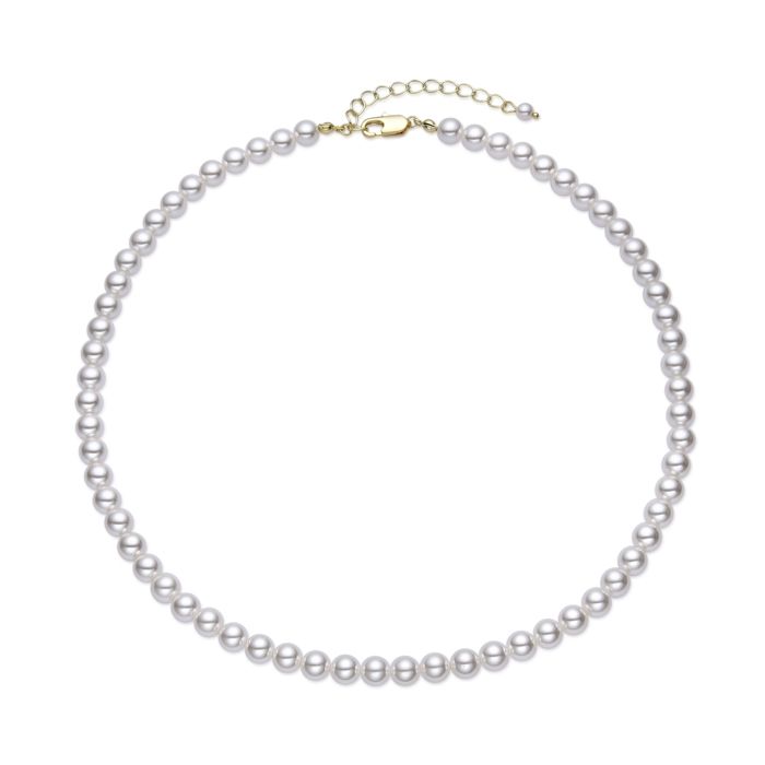 Collier - LUXENTER - Jamel - Perle blanche - Or jaune 18 carats - 64+5 cm