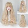 Плотный длинный волнистый парик, женский парик с челкой, блондинка, косплей Лолита, повседневные синтетические парики, термостойкое волокно, натуральные искусственные волосы