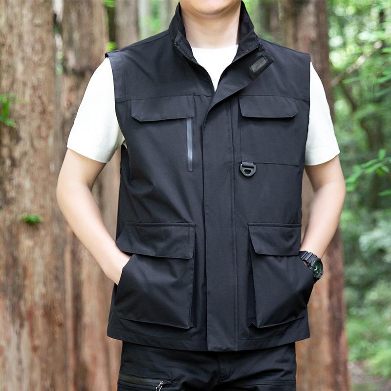 Мужской летний повседневный свободный жилет с несколькими карманами, большой топ на бретелях, уличное повседневное пальто, мужской жилет