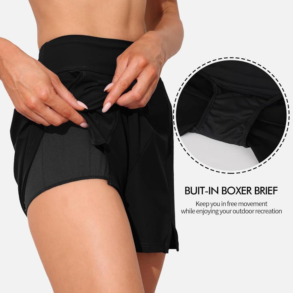 Charmleaks женские шорты для плавания с карманами, купальный костюм с высокой талией, плавки с контролем живота, купальник