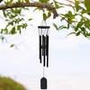 Black Wind Chime with 6 Metal Tubes S-shaped Hook Natural Soothing Melody Garden Patio Outdoor Decoration Hanging Wind Bell Pendant Birthday Gifts
