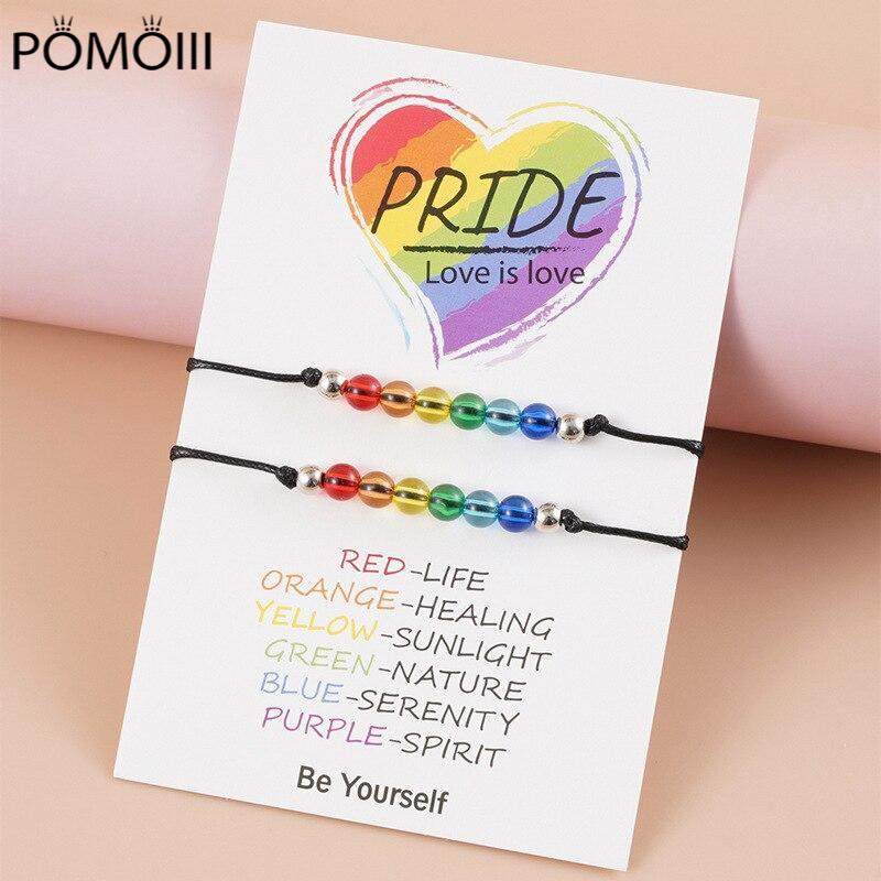 2 шт./набор браслетов Rainbow Pride Wish для бисексуалов, браслетов Rainbow LGBT Rope для бисексуалов, ювелирных изделий для женщин и мужчин, браслетов Pride, подарков