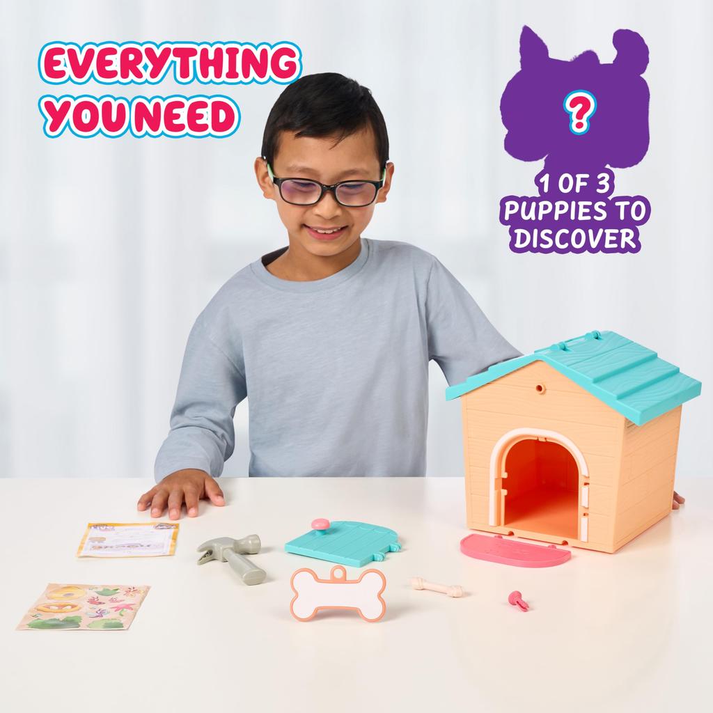 Little Live Pets Мой щенок: Мини-игровой набор «Домик для щенка», Оранжевый, Игрушка «Собираемый домик для собаки» и игровая площадка, Персонализируемая игрушка-щенок из плюша для детей от 5 лет