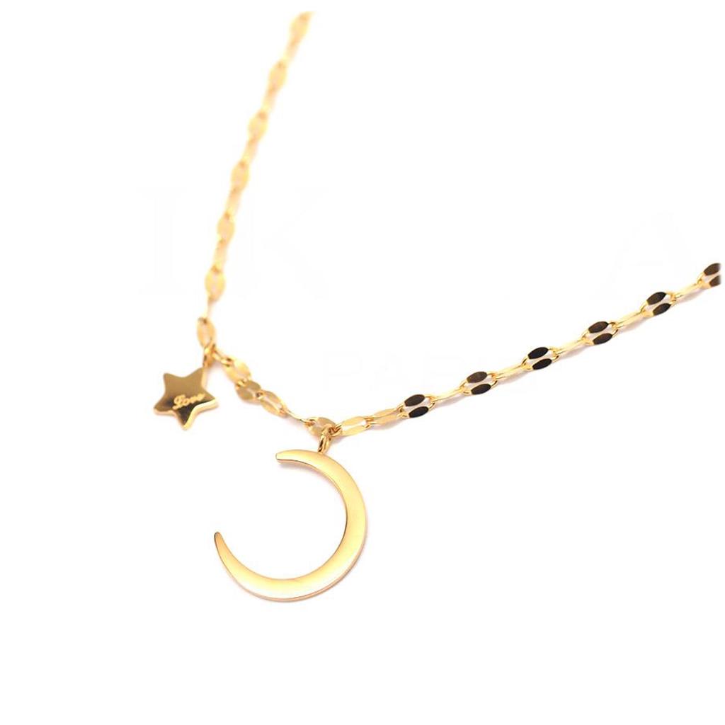 Les Trésors De Lily [Q0950] - Golden 'Starry Moon' Steel Designer Necklace - 13x8 Mm