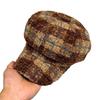 Hat fashionable retro octagonal hat beret small fragrant forward brown equestrian hat plaid autumn and winter girl temperament