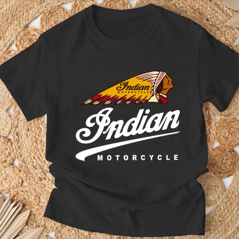2024 Мужская футболка Повседневная футболка Indians Motorcycle с графическим принтом Oversize Мотоциклетный байкер Кафе Racer Chopper Винтажная уличная одежда S-5XL