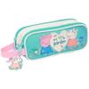 Double Kid's Pencil Case - SAFTA - Peppa Pig Pretty Flowers - Pink, Purple, Green - Comfortable