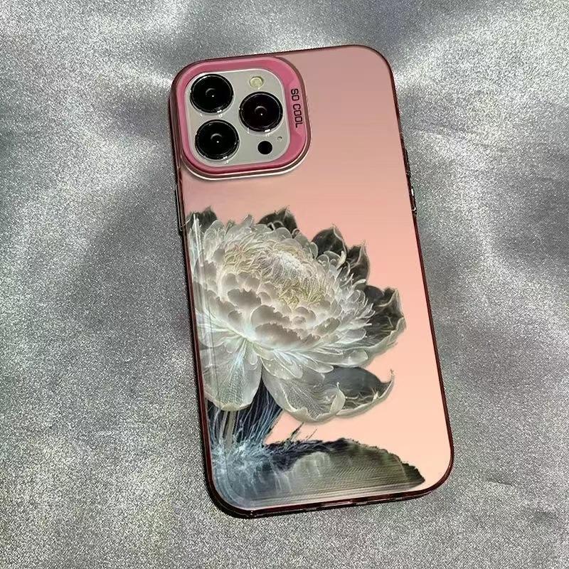 Новый белый лотос подходит для чехла для мобильного телефона iphone17 Apple 15promax/14 противоударный 13pro12 Европа и Америка 16
