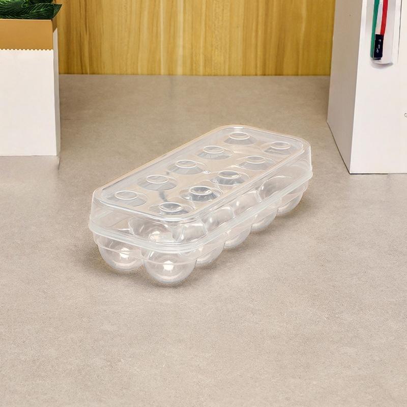Set of 2 stackable transparent egg storage boxes with flip lids for easy access and freshness preservation | Comes with a plastic egg rack