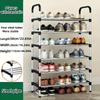 6-Tier Iron Shoe Storage Rack, Painted Finish, Floor Mount Cubbies, Free Standing Easy Assemble Shoe Organizer for Entryway