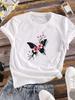 (Asian Size) Women Tee Clothing Butterfly Floral Trend  Casual Printing Top Graphic T-shirts Short Sleeve T Shirt Fashion Printed Lady Female