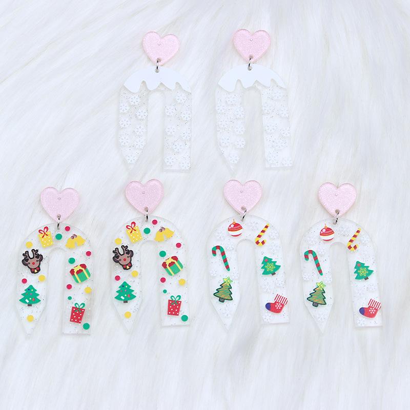 Christmas Acrylic Dangle Earrings: Reindeer, Candy Cane, Tree & Snowflake Designs