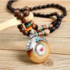 GemChic женские новые винтажные деревянные бусины янтарный кулон длинное ожерелье классическая этническая мода день рождения рождественский подарок на ювелирные изделия