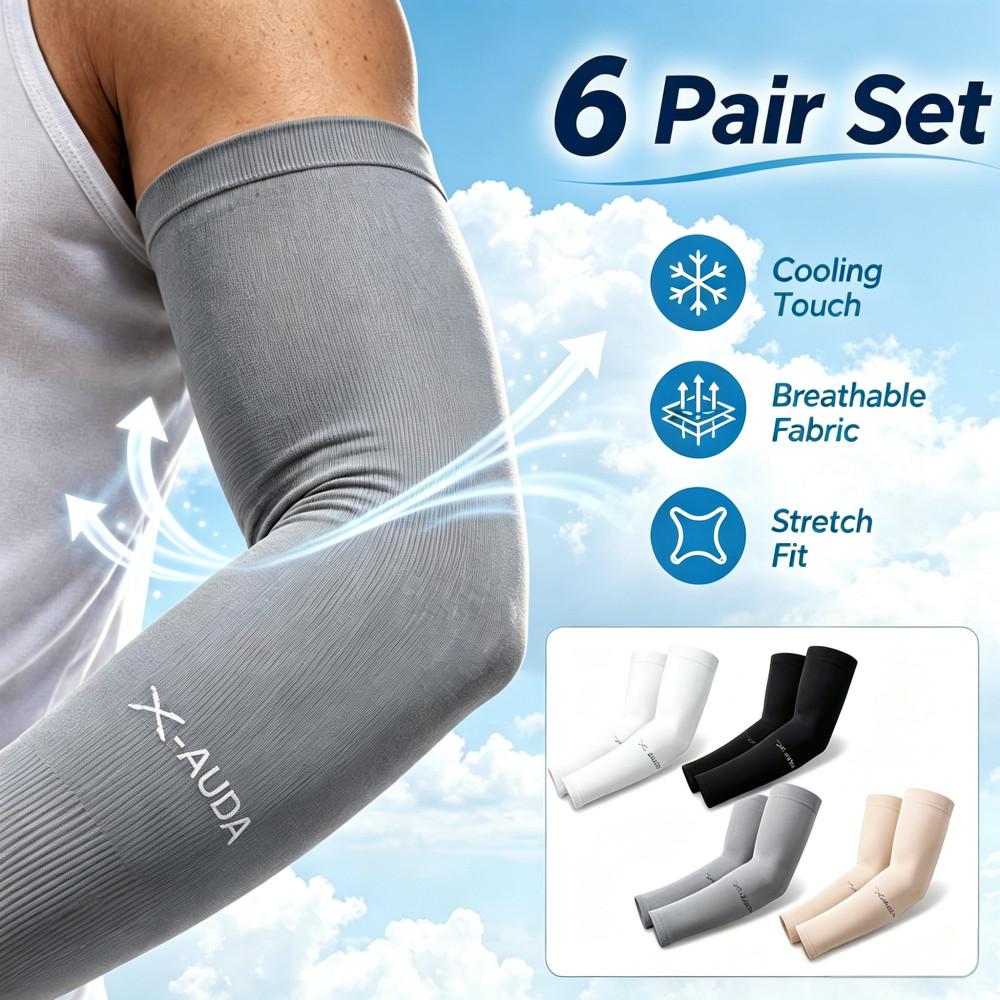 Xiaomi 6 Pairs Summer Cooling Arm Sleeves, High Elastic, Breathable & Ultra-Thin, Quick Dry Sleeves for Outdoor Sports, Unisex