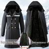 Men's Extra Long Winter Coat - Army Green, Waterproof, Windproof, Thickened Cotton with Removable Velvet Lining, Coldproof for Northeast Winters.