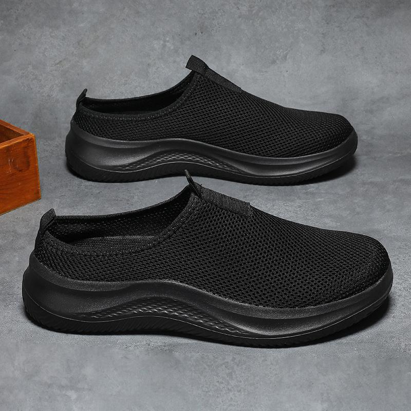 Летние мужские кроссовки большого размера с сетчатой воздушной вставкой, ультралегкие, унисекс, домашние тапочки