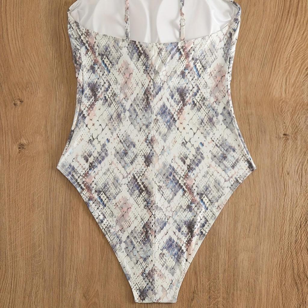 Женский сексуальный слитный купальник со змеиным принтом, с контролем живота, утягивающий, больших размеров - Европейский и американский пляжный костюм