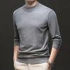 Autumn And Winter Men'S Slim Fit Solid Color Bottom Top Warm Sweater Knitted Sweater Semi-Turtleneck Pullover Men'S Clothing