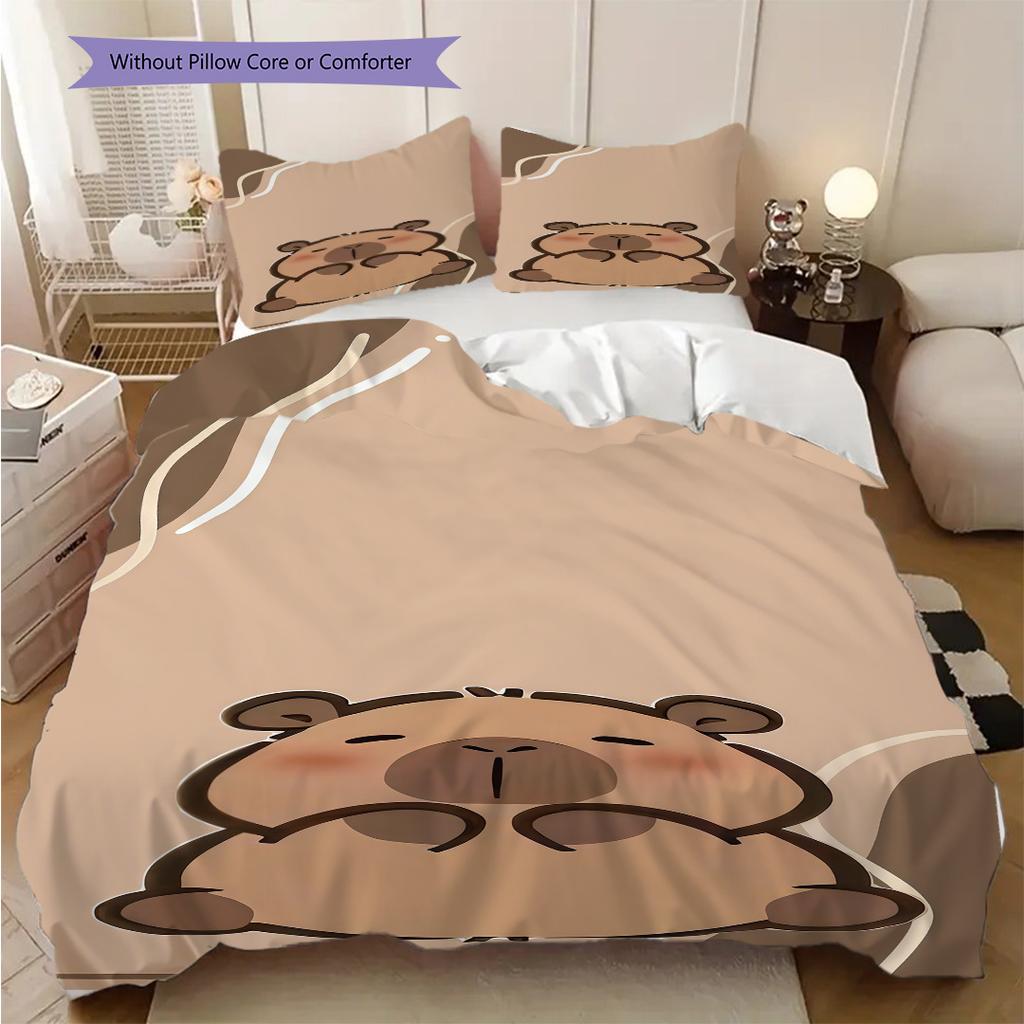 Hamster Boba Tea Adventure Threepiece Set 1 Duvet Cover 2 Pillowcase Without Core Soft And Comfortable Bedding Set Christmas Birthday Gift