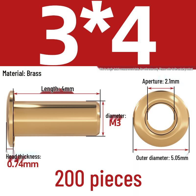 Pure Brass Hollow Rivets & Copper Eyelets Fasteners M1.3–M5