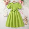Girls' Sweet Dress Summer Children's Waistline Puffy-sleeved Princess Dress