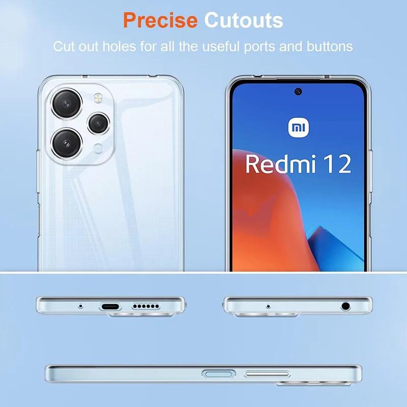 Кристально-прозрачный мягкий силиконовый чехол для Xiaomi Redmi Note 12 12S Pro Plus Pro+ Speed 4G, прозрачный чехол для Redmi 13C 12C 12 5G