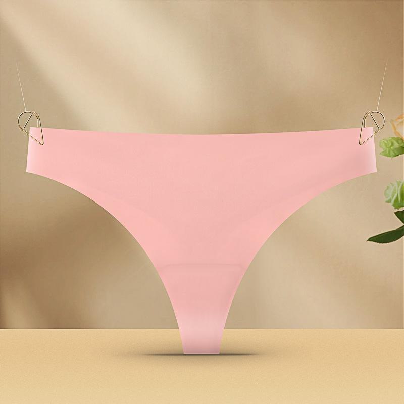 Европейские и американские женские бесшовные стринги из ледяного шелка с низкой талией