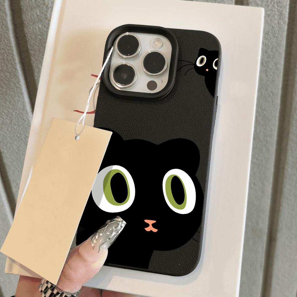Милый черный чехол для телефона с котом для iPhone 16 Pro Max, чехол для iPhone 13 11 15 12 14 Pro Max Plus, силиконовый противоударный чехол из матовой кожи