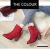 Retro Boots Women's Shoes 2024 New Square Heel Woman High Shoe Rubber Ankle Female Solid Platform Short Boots Zapatillas Mujer