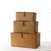 Retro Straw Woven Makeup Storage Box Toys Holder Basket Home Sundries Organizer