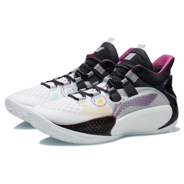 Li-Ning Баскетбольные кроссовки Sound Speed 9 прочные нескользящие среднего размера мужские кроссовки белые черные ABAR039-1