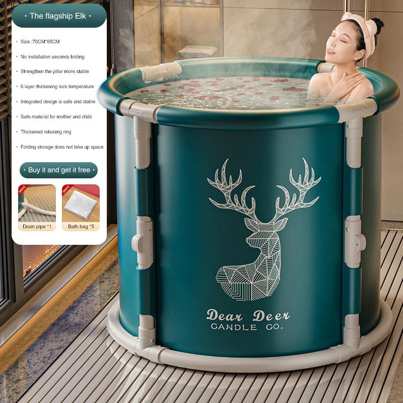 Adult Folding Bath Bucket Bathtub Bidet Body Large Bathtub Thicken Shower Barrel Available Foldable Tub Portable Spa Bathtub