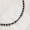 Vintage High Quality Natural Black Agate Design Sweater Chain Necklace Collarbone Chain Women