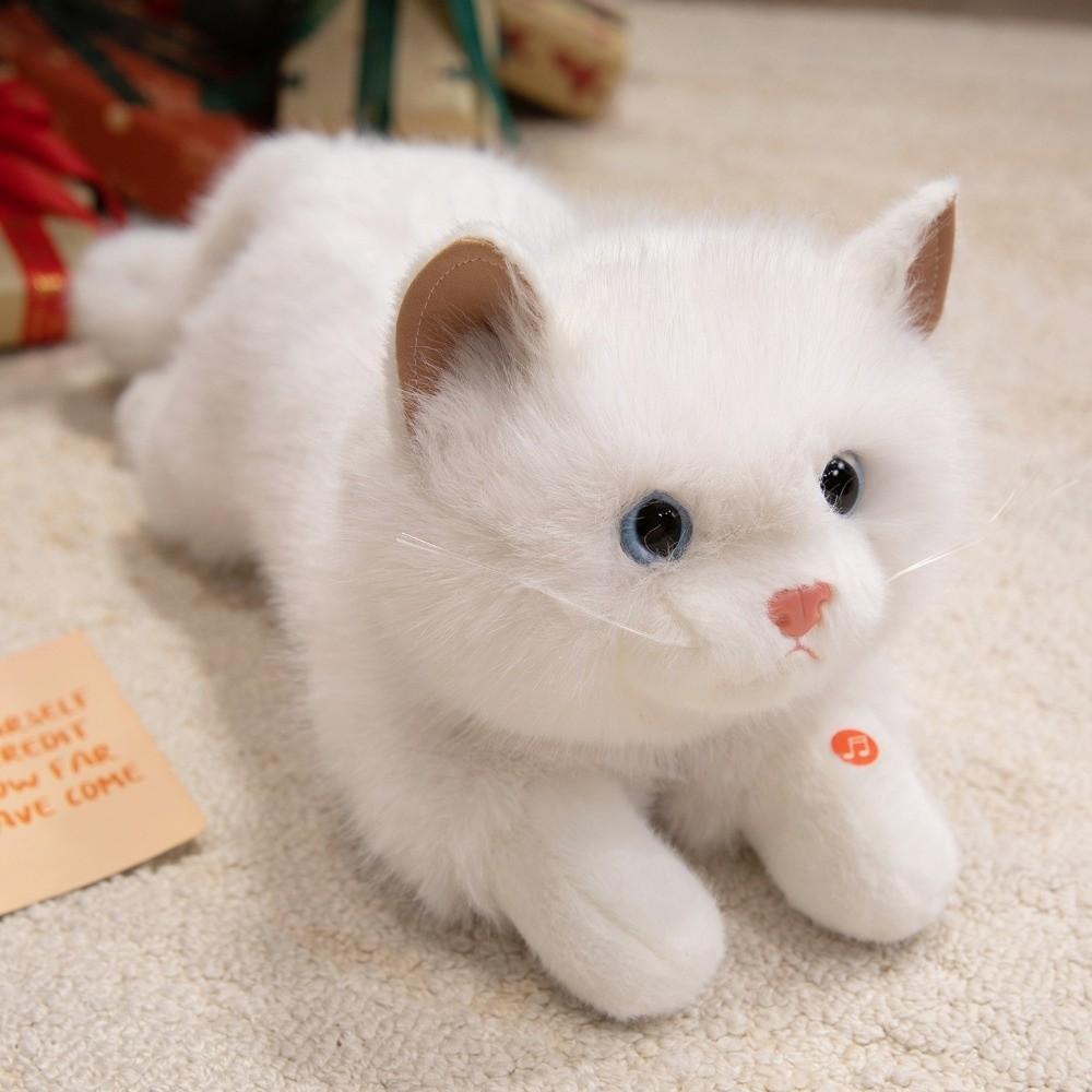 Voiced Realistic Cat Doll Soft Simulated Kitten Model Cute Simulation Cat Plush Toys  Kids