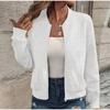 Women Long Sleeve Half Turtleneck Jacket Full Zip Lightweight Casual Sports Outerwear Solid Cotton Loose Jackets