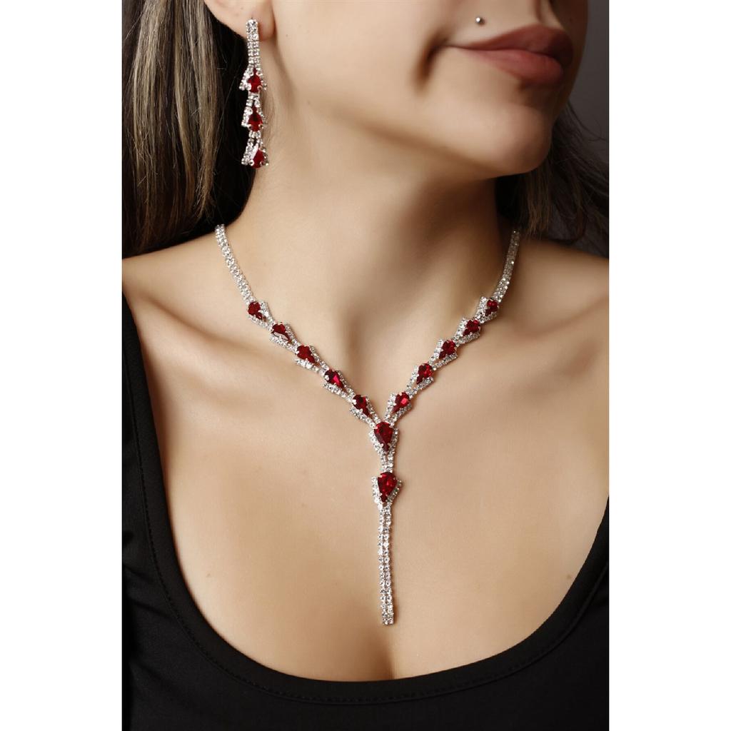 Посеребренное серебряное ожерелье, серьги и браслет с каплевидным камнем, набор из 3-х штук для приглашения на свадьбу и помолвку Abiy