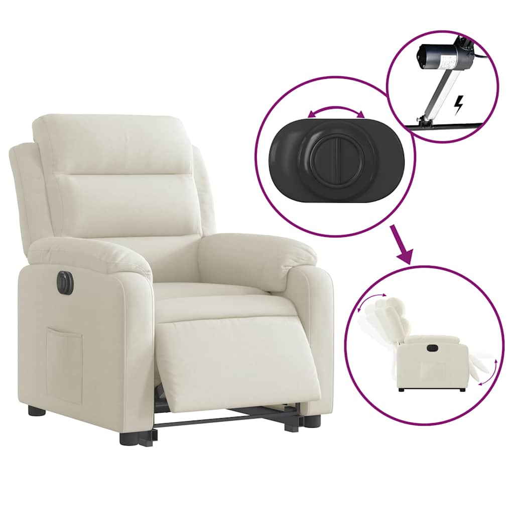 Electric Recliner Chair with Rising Function Cream Velvet
