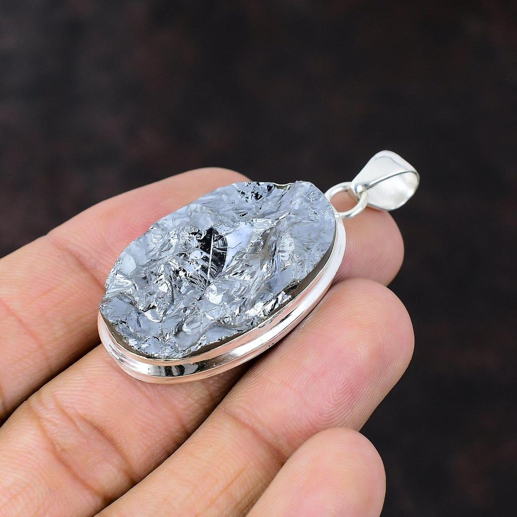 Шунгитовый грубый кулон из стерлингового серебра 925 пробы, ювелирные изделия ручной работы, дизайнерский кулон, натуральный драгоценный камень, ювелирный подарок для мамы, новый кулон