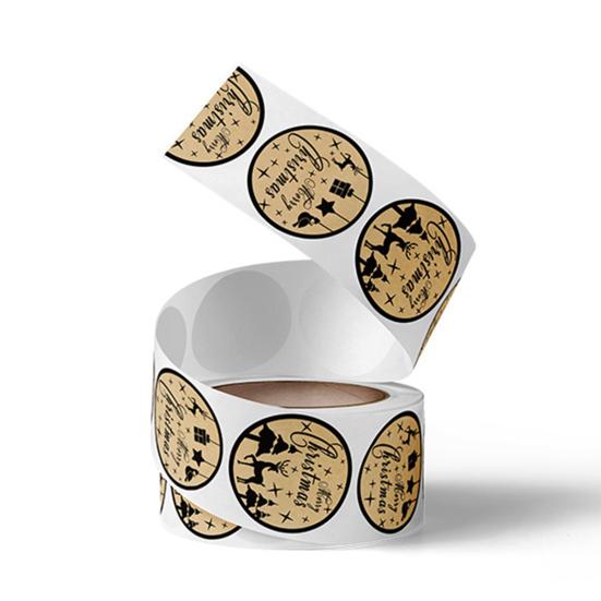 1 рулон рождественской клейкой клейкой темы, этикетка для печати, самостоятельная прочная, насыщенная, цветная подарочная коробка «сделай сам»